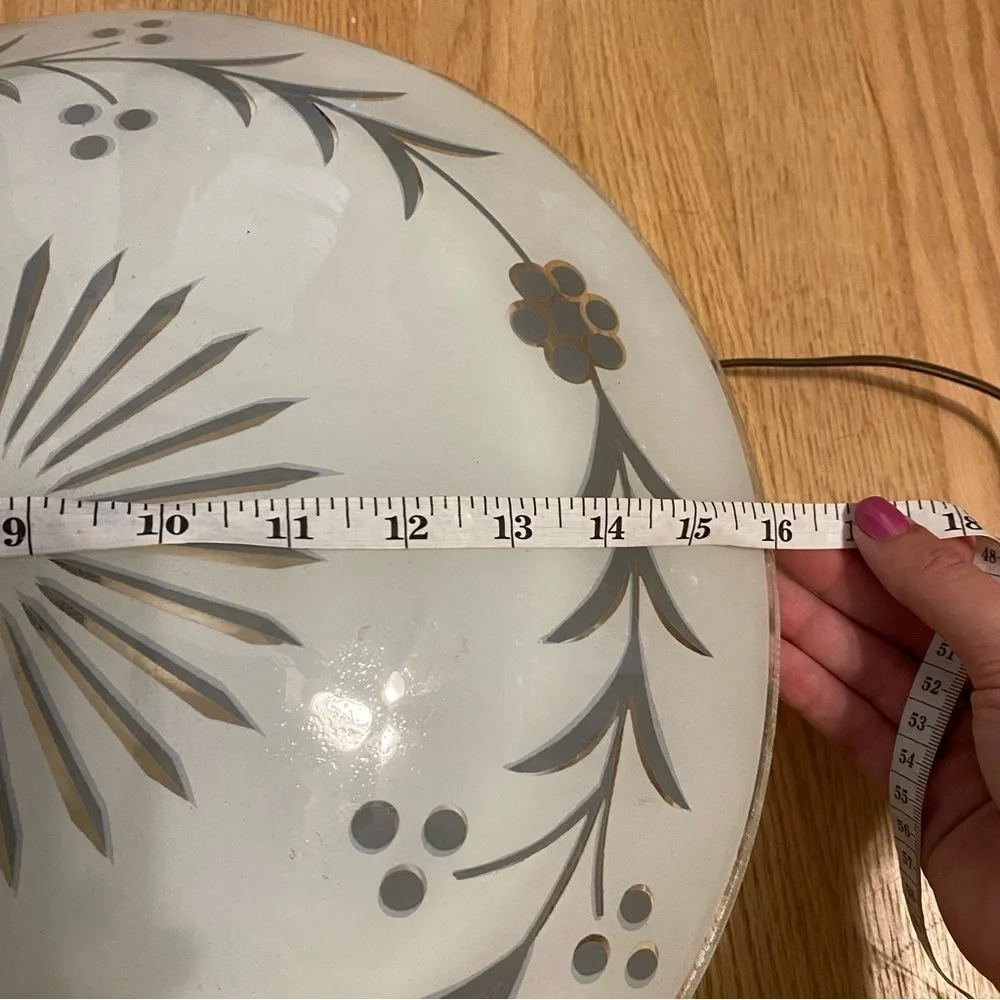Vintage 1950s Mid Century Modern Saucer Ceiling Flowers Glass Light Lamp Shade